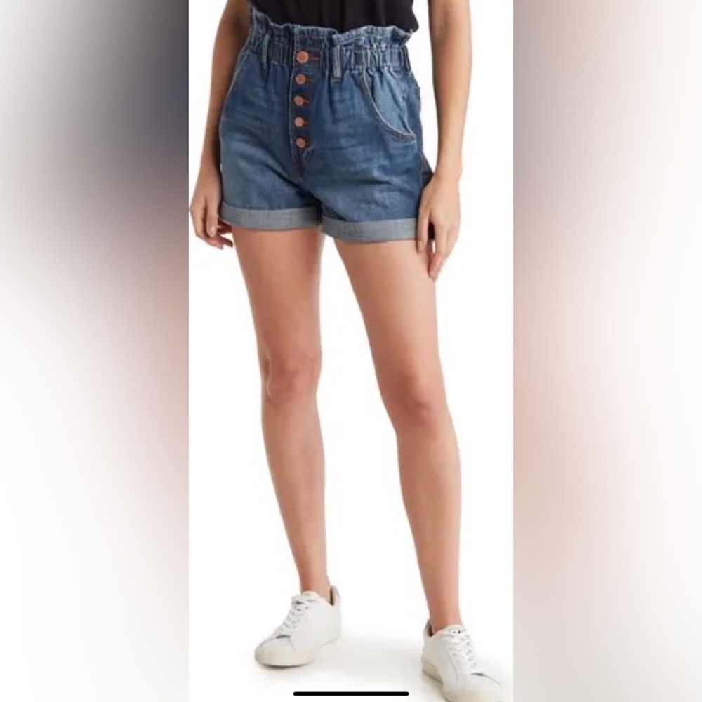See Thru Soul Paper Bag Jean Shorts High Waist Size 28 NWT